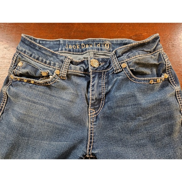 Jack David Women's‎ Blue Jeans with Embellished Pockets Size 9 inseam 31" - Picture 4 of 7